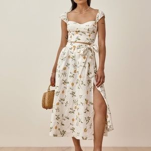 ISO Reformation Clyde Linen Dress in Citron